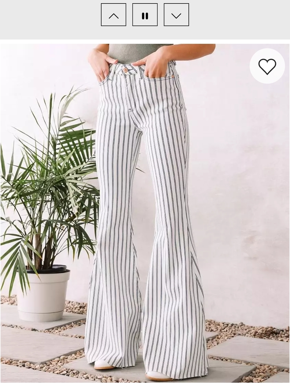 Judy Blue White Flare Jeans with Black Pinstripes 25 X 35
